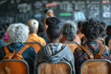 Rear View of Students in a Classroom Setting