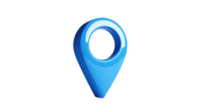 Blue Location Pin isolated on transparent background 
