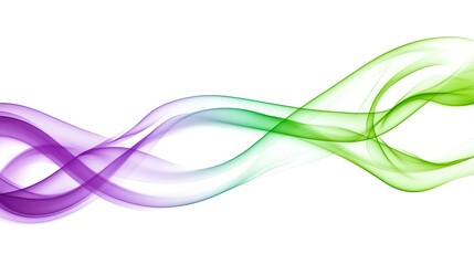 Vibrant Green and Purple Smoke Layers on a White Background, Creating a Dynamic and Colorful Visual Effect