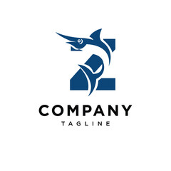 Obraz premium Letter Z Blue Marlin Fish Logo Icon Vector