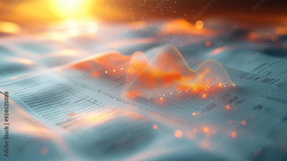 Poster data ignition: a fiery abstract of data visualization dances above a spreadsheet, bathed in the warm