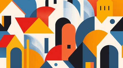Abstract Cityscape: A Geometric Composition of Urban Life