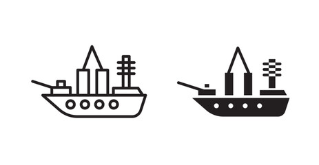 Warship vector icon in solid and outline style