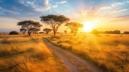 A beautiful sunset in the wild Savannah