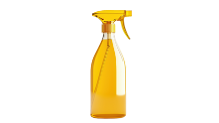 Yellow cleaning spray bottle isolated on transparent background 
