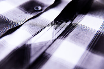 Close up of Men's checkered shirt.