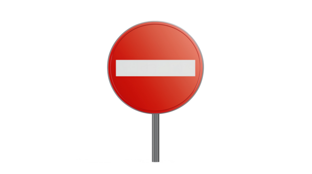 No entry, traffic sign isolated on transparent background	
