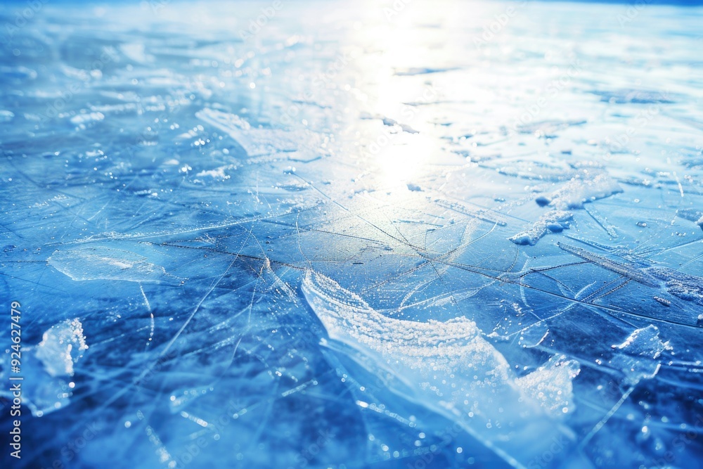 Poster a close-up view of the frozen surface of water