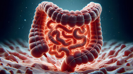 A beautifully created, realistic HD image of the inside of a small intestine