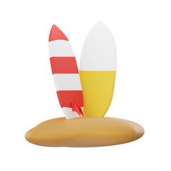 Surfboard 3D Icon, Beach 3D Icon