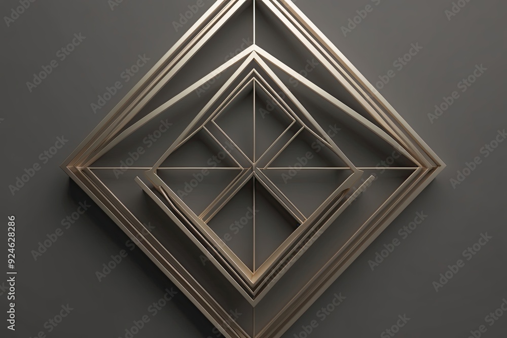 Poster three dimensional geometric patterns on a soft black background