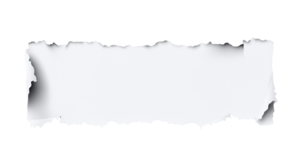 A simple white paper banner with torn edges isolated on transparent background	
