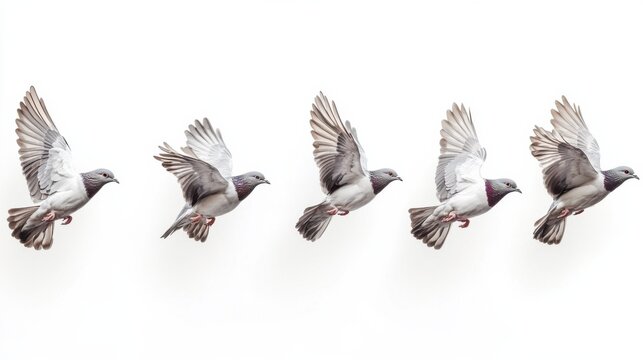 Pigeons in Flight A Sequence of Wing Motion Stages - Powered by Adobe