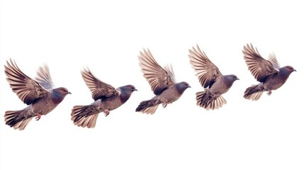 Fototapeta premium Pigeons in Flight Capturing Dynamic Wingbeats in Motion