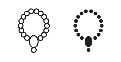 Pearl necklace vector icon in solid and outline style