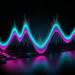 Fototapeta premium 3D Neon Waveforms