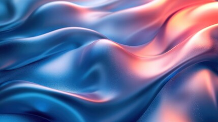 Obraz premium Elegant Waves of Blue and Pink Satin Fabric