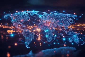 Fototapeta premium Global Digital Business Network Connection Illustration created with Generative AI