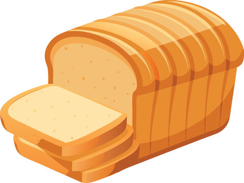 White bread loaf being sliced with slices isolated on white background