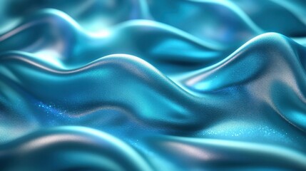 Obraz premium Elegant Textured Fabric in Turquoise Satin with Flowing Waves