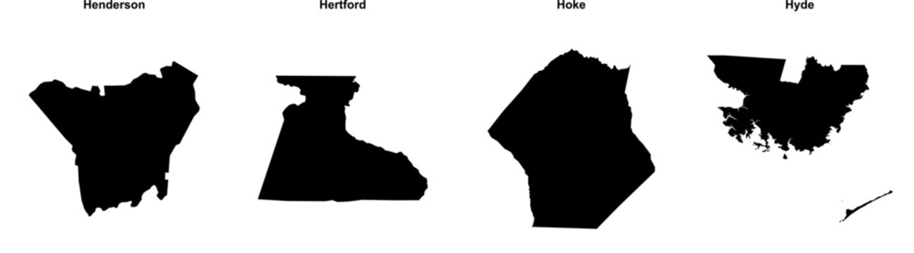 Henderson, Hertford, Hoke, Hyde outline maps