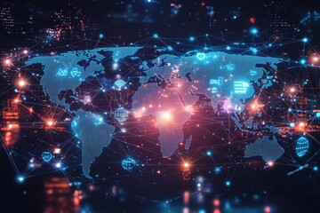 Global Digital Business Network Connection Illustration created with Generative AI
