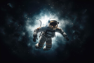 Fototapeta premium generated illustration astronaut floating in outer space floating.
