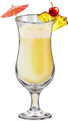 Pina Colada Cocktail Illustration