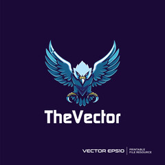Fototapeta premium Flying eagle mascot, vector, logo, character, cartoon, illustration, eps10