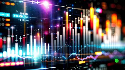 Fototapeta premium Economic Analysis Blur - A blurred background of economic analysis charts and diagrams.