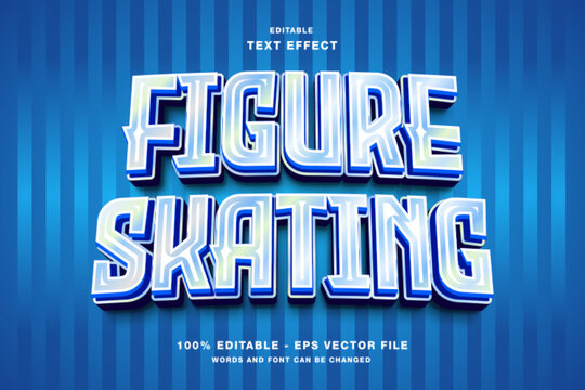 Figure Skating 3d Editable Text Effect Template Style Premium Vector
