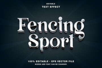 Fencing Sport 3d Editable Text Effect Template Style Premium Vector