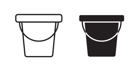 Bucket vector icon in solid and outline style