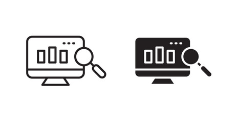 Analytics Monitor vector icon in solid and outline style