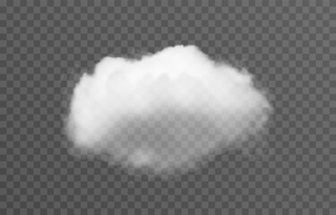 Vector cloud png. Realistic cloud, smoke or fog on an isolated transparent background.
