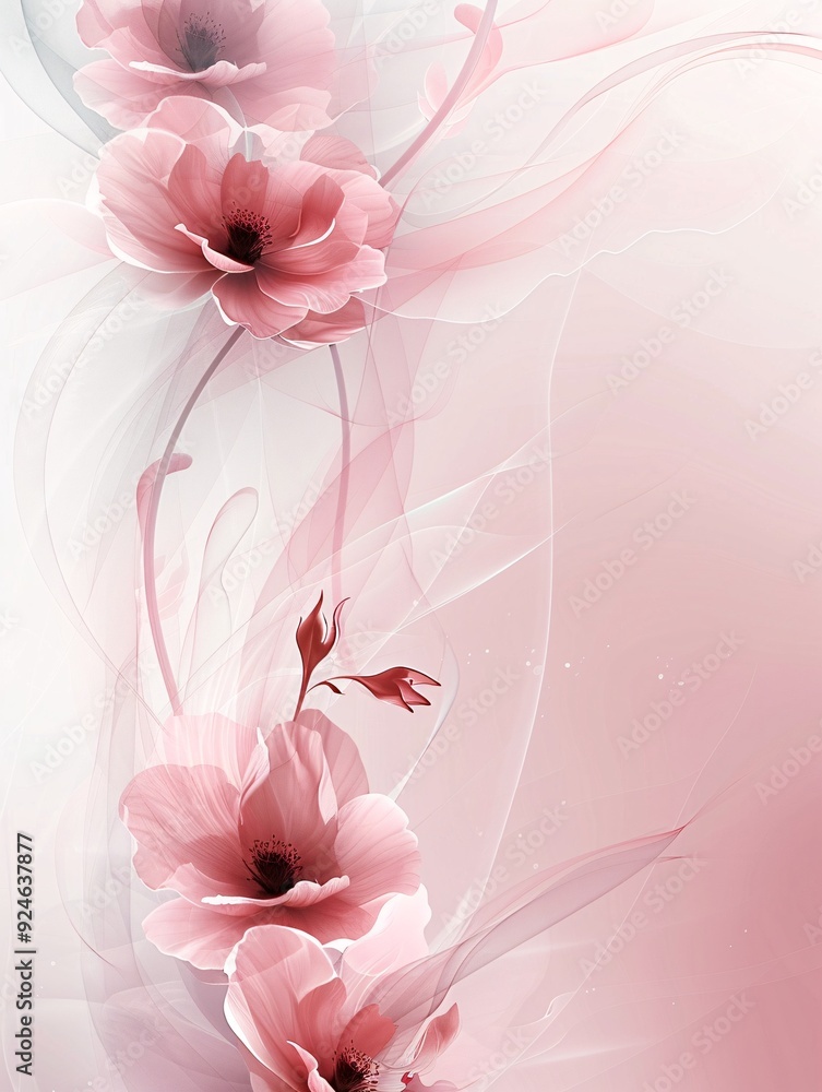 Poster an elegant abstract background with delicate floral patterns in soft pastel tones, providing ample c