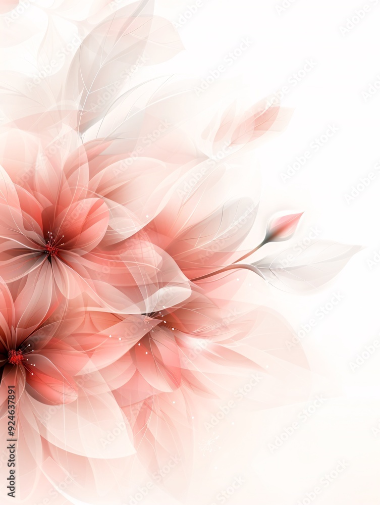 Poster an elegant abstract background with delicate floral patterns in soft pastel tones, providing ample c