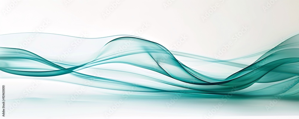 Poster A soothing abstract background with flowing lines in shades of turquoise and teal, creating a tranquil setting with plenty of copy space.
