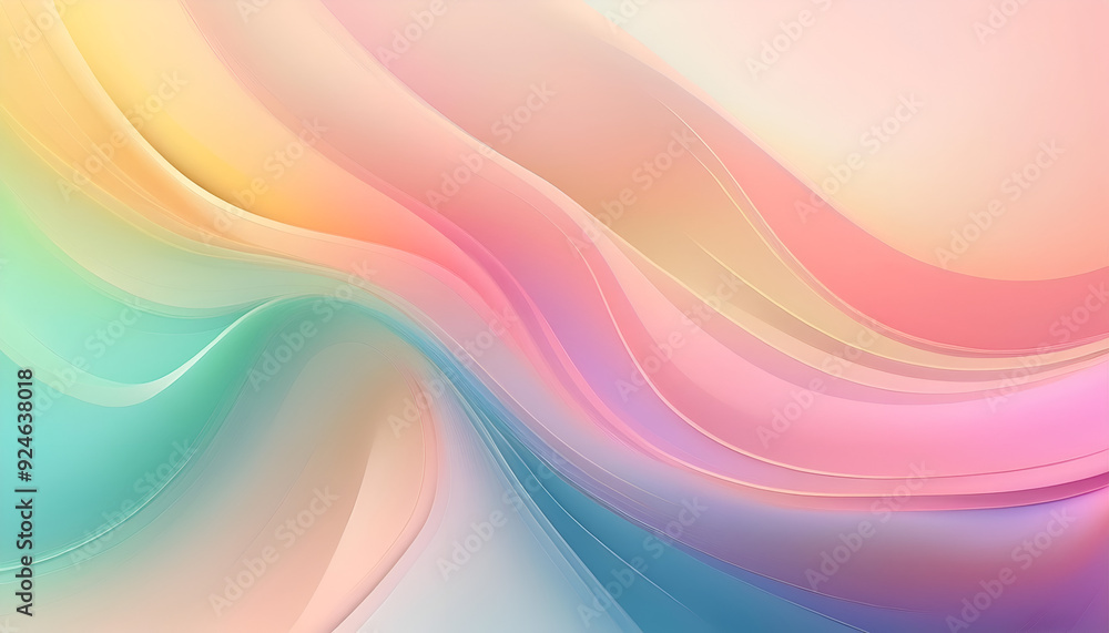 Poster soft pastel waves with gradient colors blending seamlessly in a serene abstract design