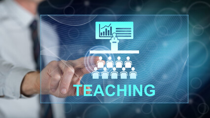 Man touching a teaching concept