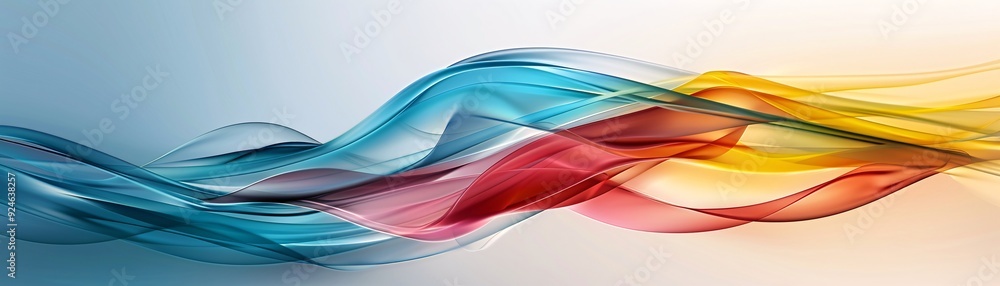 Poster a dynamic abstract background featuring swirling patterns in red, yellow, and blue, offering ample c