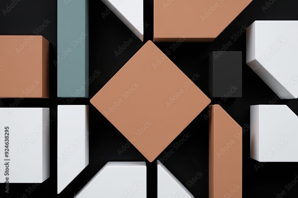 Aufkleber three dimensional abstract geometric blocks design on black background
