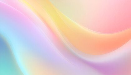 Soft pastel waves blend in soothing colors, creating an abstract background of gentle light and movement