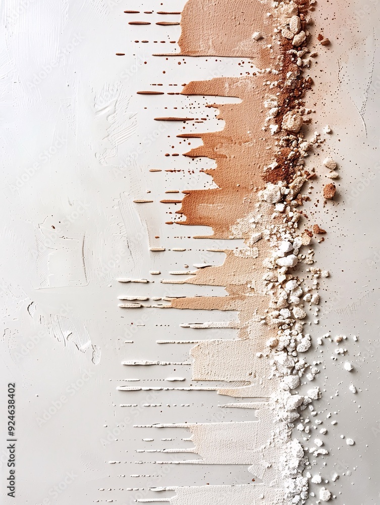 Poster an abstract background with textured layers of paint in earthy tones, leaving generous copy space fo