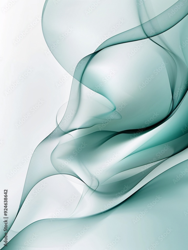 Poster a calming abstract design featuring soft, overlapping waves in pastel blues and greens, offering amp