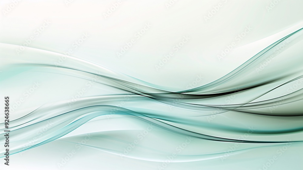 Poster an abstract background design featuring smooth gradient waves in shades of blue and green, providing