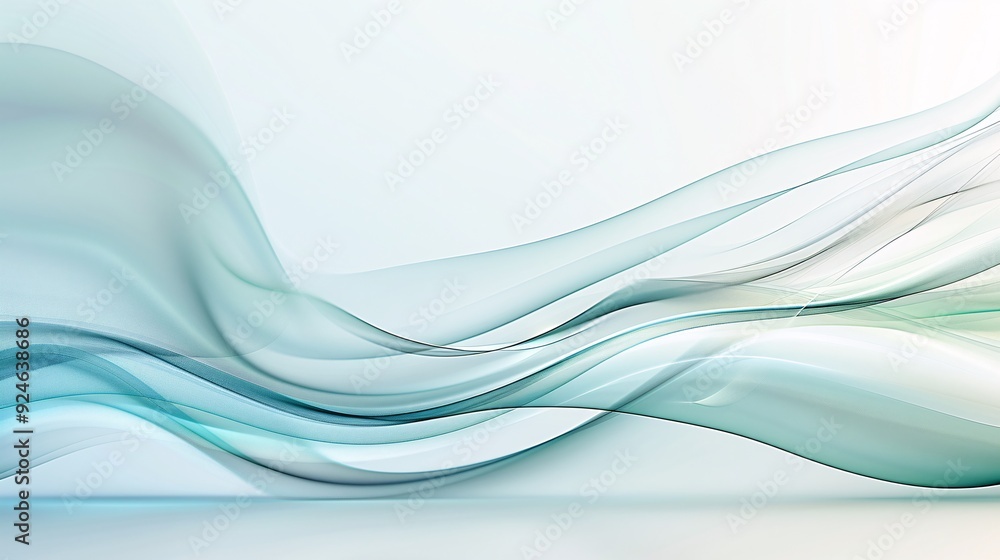 Poster an abstract background design featuring smooth gradient waves in shades of blue and green, providing