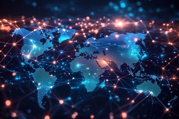 Global Digital Business Network Connection Illustration created with Generative AI