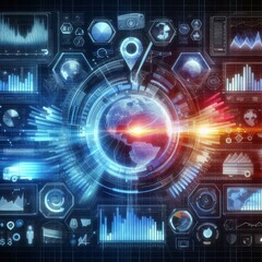 Obraz premium E-commerce Metrics Futuristic Background for Online Retail Analytics. Dynamic data visualization, charts, and graphs presenting insights into digital commerce trends and performance. 