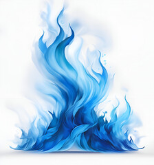 Obraz premium Colorful blue flames swirling in an abstract design against a white background